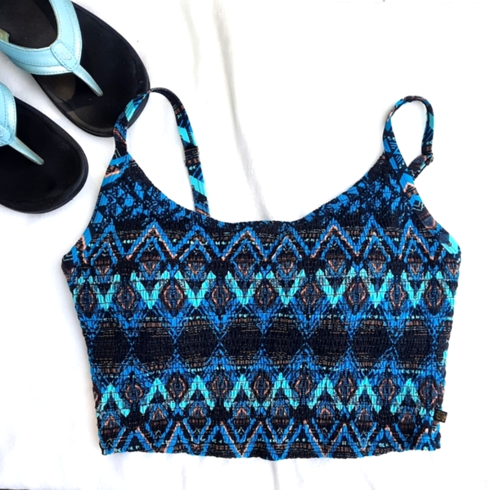 AQUA Swim Top, Crop, Sheering, Adjustable Shoulder Straps, Built in Bra